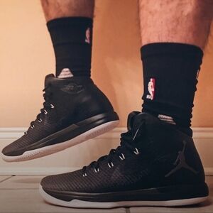 Nike Air Jordan 31 XXXi Black Cat Black/White 845037-010 Retro Sneakers Mens 9.5